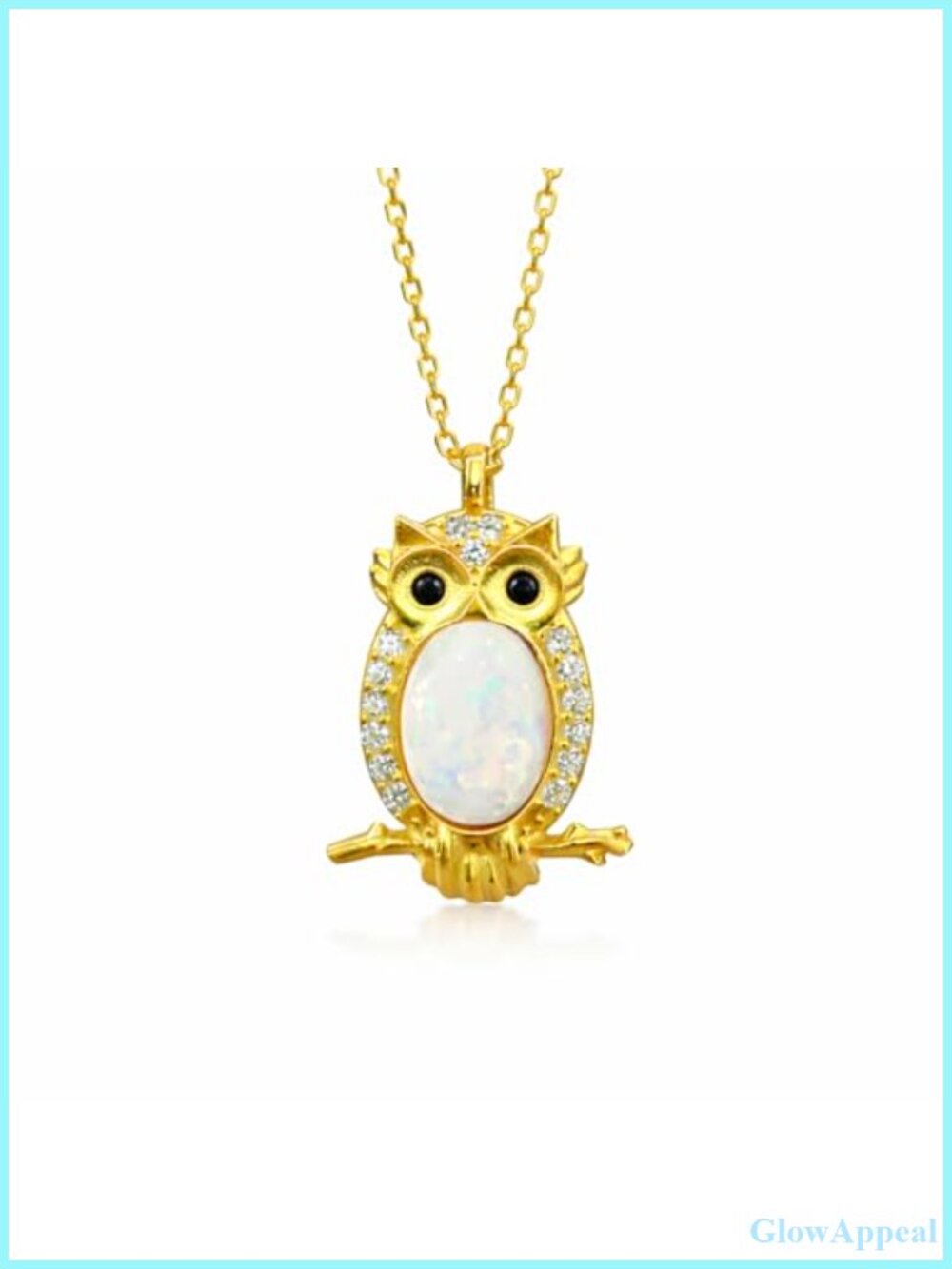 925 Sterling Silver Owl Necklace with 18K Gold Plating Opal Pendant
